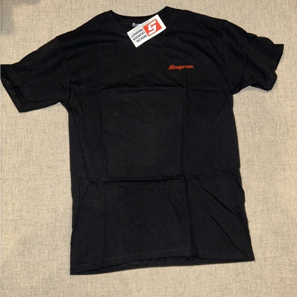 Snap Black Tee with Red Logo